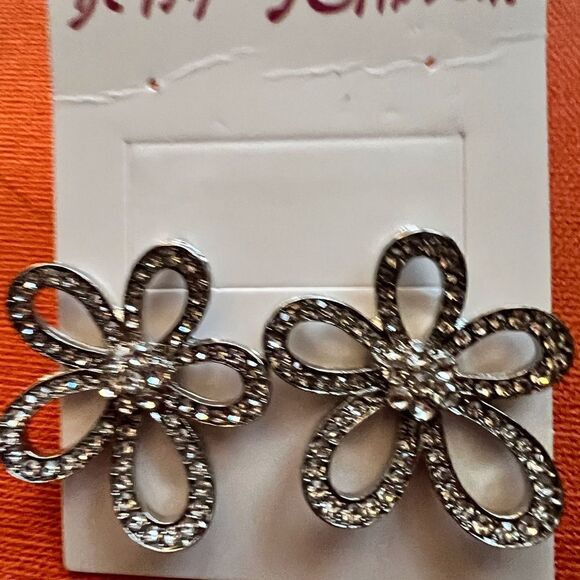 🌺 Betsey Johnson sparkling crystal flower earrings 🌺 - Picture 5 of 5